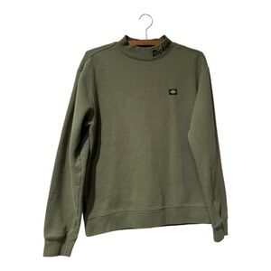 Dickies Olive Green Crewneck Sweatshirt Mock Neck Logo Size S